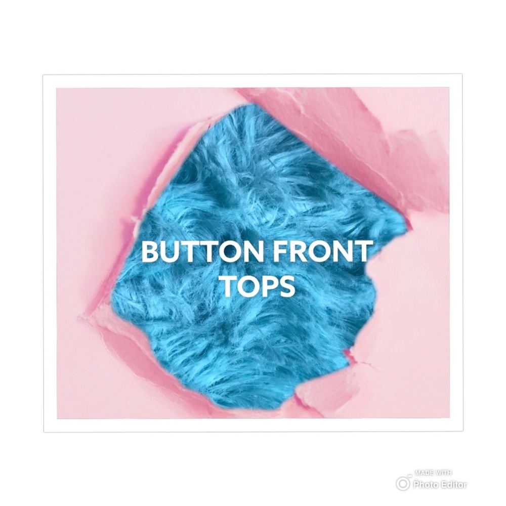 BUTTON FRONT BLOUSE TOP SHIRT LONG SHORT SLEEVE